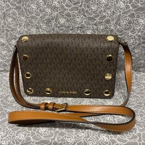 Michael Kors Brown and Gold Crossbody Bag